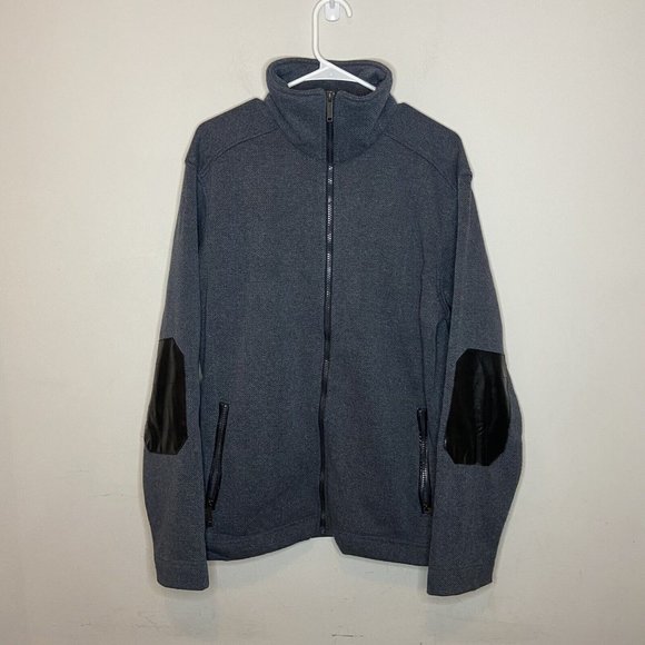 Regatta Full Zip Sweatshirt Men Size L Dusty Blue Long Sleeve Collar Elbow Patch - Picture 1 of 7